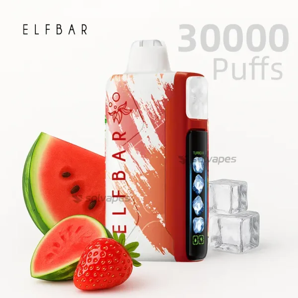 Elf Bar Ice King 30000 Puffs Disposable Vape in Watermelon Strawberry Flavor with Turbo Mode Display