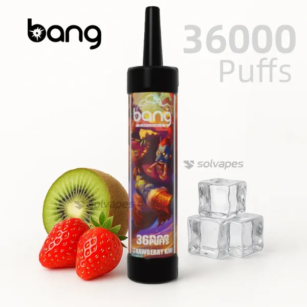 Bang King 36000 Strawberry Kiwi disposable vape and packaging.