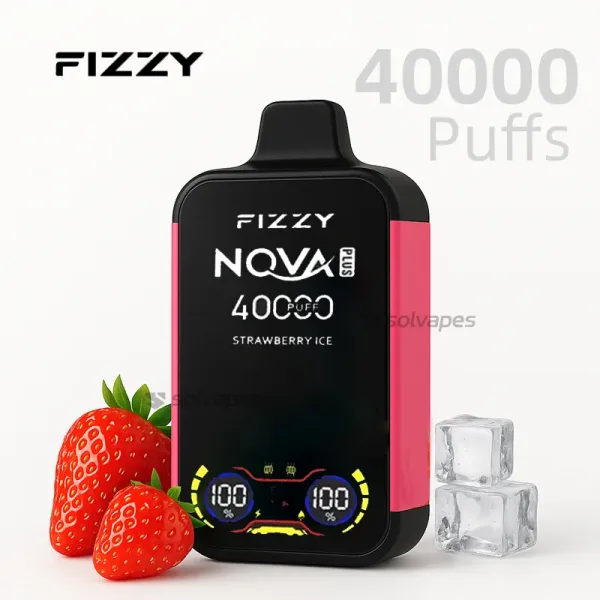 Fizzy Nova 40K disposable vape with Strawberry Ice flavor and 40000 puffs.