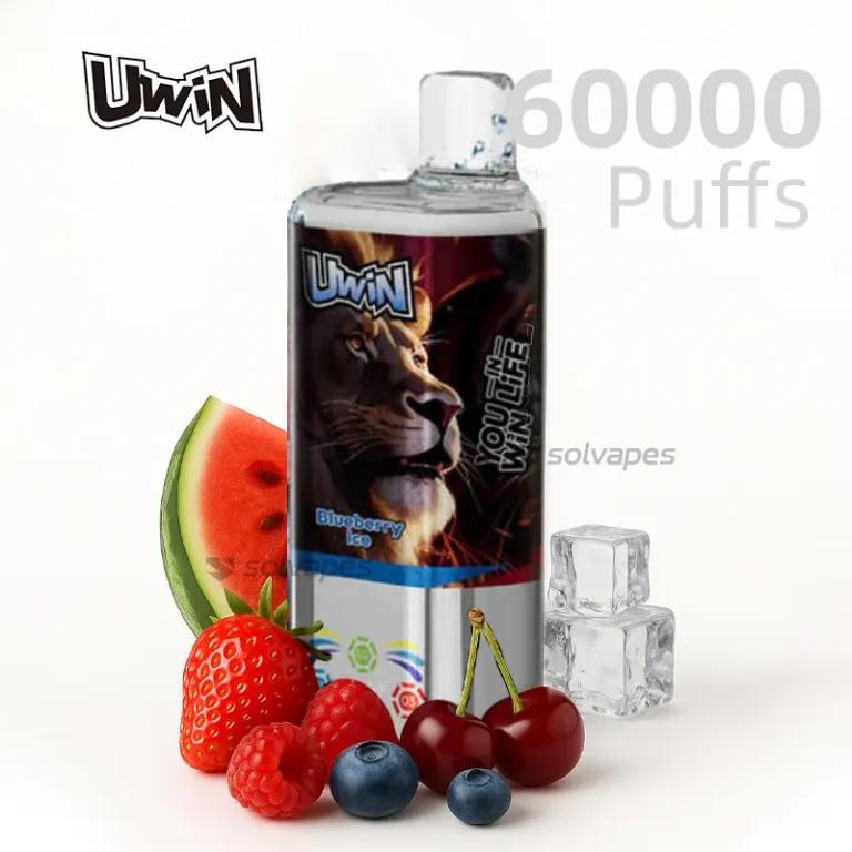 Uwin X RandM Tornado 60K disposable vape with fruity ice flavors