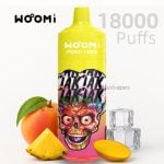 Woomi POKO 18000 disposable vape Peach Pineapple Mango flavor with fruity design.