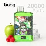 Bang King Crystal 20000 Sourapple Raspberry disposable vape with box packaging.