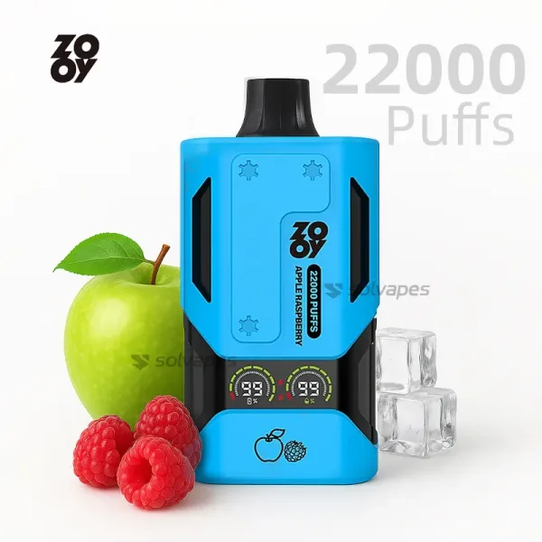 Zooy Vapor 22000 Puffs disposable vape Apple Raspberry Ice flavor with smart display