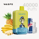 Waspe 40000 puffs dual flavor disposable vape with Banana Pineapple Ice & Red Bull Ice flavor.