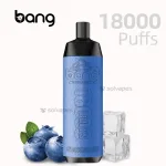 Bang Crown Bar 18000 Blueberry Ice flavor disposable vape and packaging.