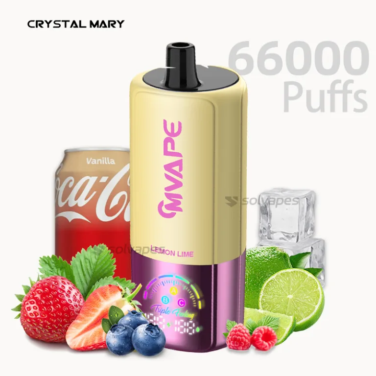 CM Triple 60000 disposable vape, triple flavor switch, pink body with fruits and ice.