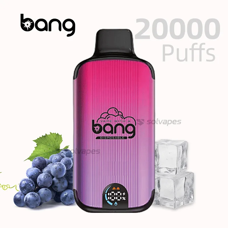 Bang 20000 puffs disposable vape with box packaging – Grape Ice flavor