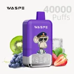 Waspe 40000 puffs dual flavor disposable vape with Grape Ice & Strawberry Kiwi flavor.