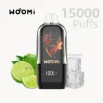 Woomi Halo 15K – 20ml, 500mAh rechargeable, Lemon Lime with 15000 puffs and smart LED screen.