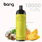 Bang Crown Bar 18000 Pineapple Coconut flavor disposable vape and packaging.