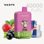 Waspe 40000 puffs dual flavor disposable vape with Red Bull Strawberry & Blackcurrant Ice flavor.
