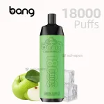 Bang Crown Bar 18000 Sour Apple flavor disposable vape and packaging.