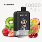 Waspe 40000 puffs dual flavor disposable vape with Strawberry Cherry & Kiwi Passion Fruit flavor.