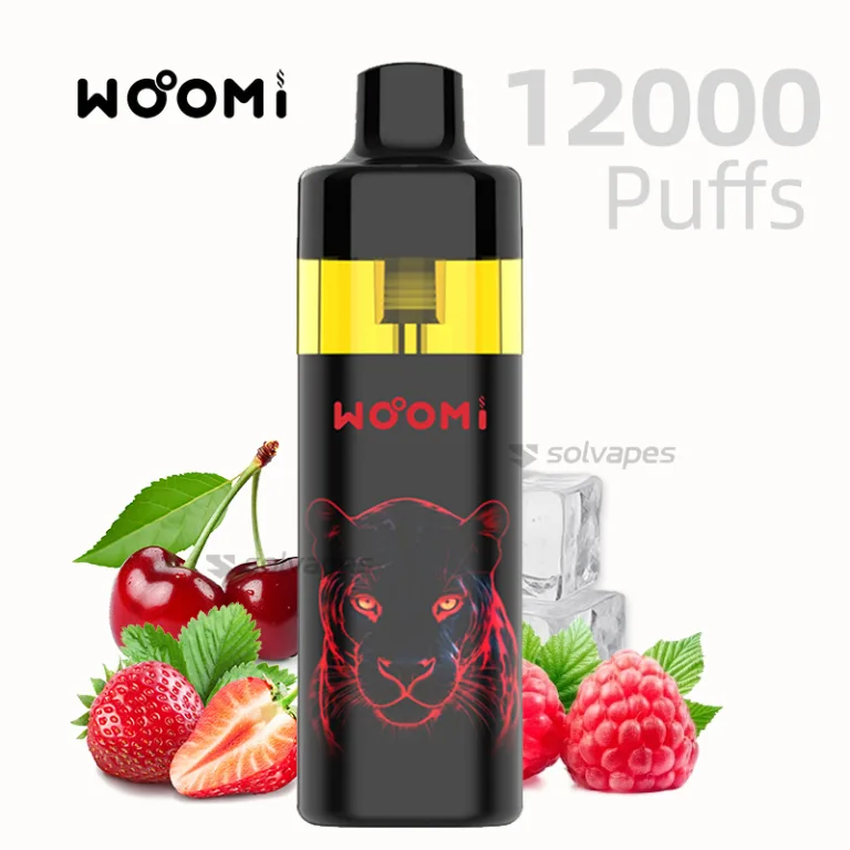 Woomi Ecom 12000 – Strawberry Raspberry Cherry , 12K puffs, bold fruity chill.