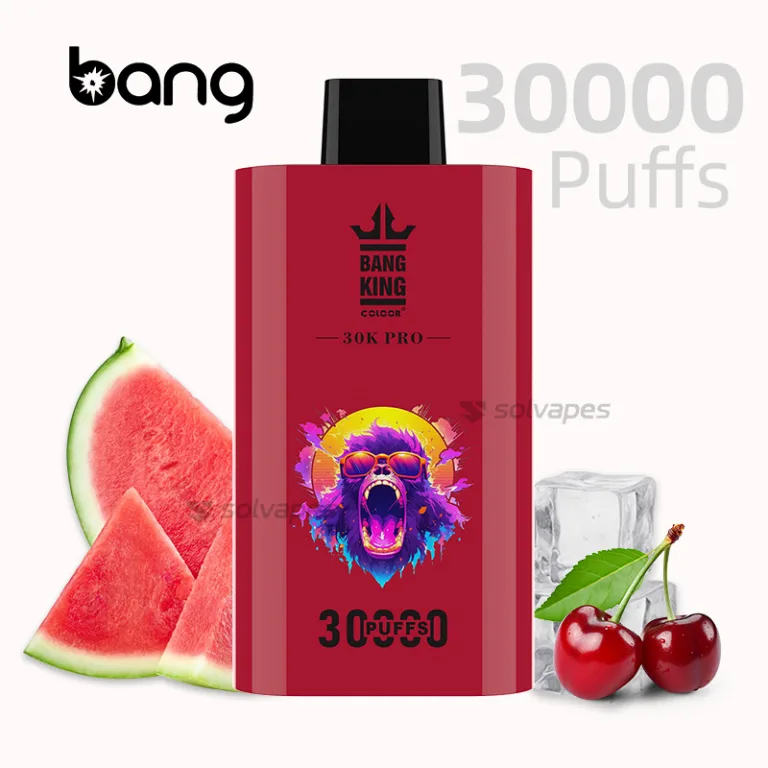 Bang King PRO 30000 disposable vape in Watermelon Cherry flavors.