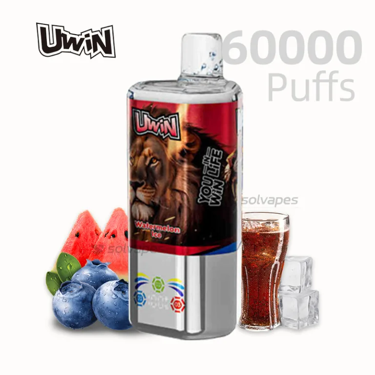 Uwin X RandM Tornado 60K disposable vape with fruity ice flavors