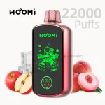 woomi Play 22000 disposable vape Apple Peach flavor with LED screen design