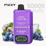 Fizzy Twins 50K disposable vape with dual flavors and LED display.