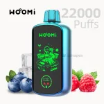 Woomi Play 22000 disposable vape blueberry respberry flavor with LED screen design.