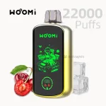 Woomi Play 22000 disposable vape fizzy cherry flavor with LED screen design.