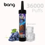Bang King 36000 grape ice disposable vape and packaging.