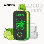 Woomi Play 22000 disposable vape lemon lime flavor with LED screen design.