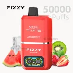Fizzy Twins 50K disposable vape with dual flavors and LED display.