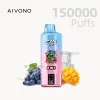 AIVONO AIM AVN 150000 Puffs Disposable Vape with Grape Ice,Mango flavors.