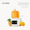 AIVONO 20000 Puffs Disposable Vape featuring Pineapple Mango flavor with LED display.