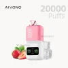 AIVONO 20000 Puffs Disposable Vape featuring Strawberry ice flavor with LED display.