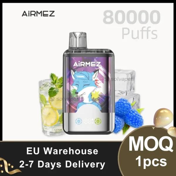 AIRMEZ 80000 Puffs Disposable Vape. With 80,000 puffs and a powerful design, this device offers a long-lasting, ideal for any time of the day.