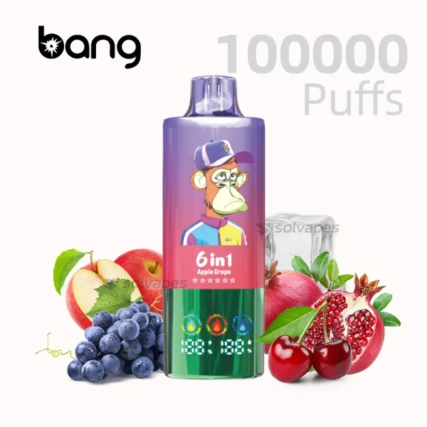 The Bang Blaze 100K Disposable Vape offers 100,000 puffs, 6-in-1 flavors, and 2% nicotine.