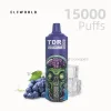 ELFWORLD TDR15000 Grape Ice disposable vape with digital display
