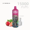 ELFWORLD TDR15000 Strawberry Ice disposable vape with digital display